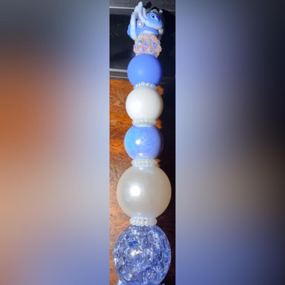 Stitch Blue and White Beaded Pen